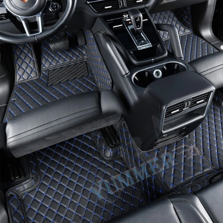 Black and Blue Stitching Car Mats Set