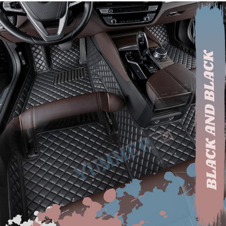 Black and Black Stitching Car Mats Set