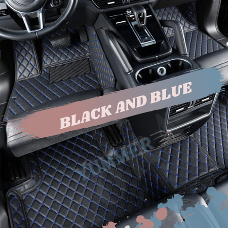 Black and Blue Stitching Car Mats Set