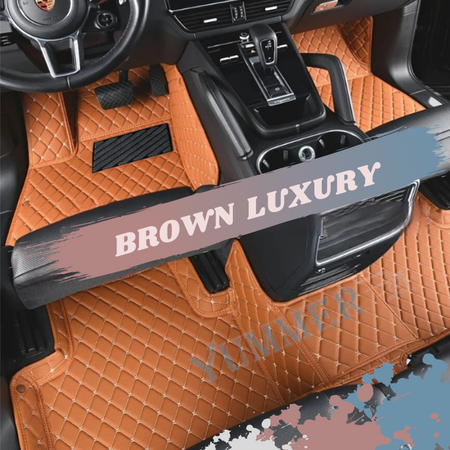 Ensemble de tapis de voiture de luxe marron 