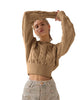 Thick-Needle Twist Waist Round Neck Short Sweater