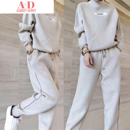 Round neck sweater + harem pants sets